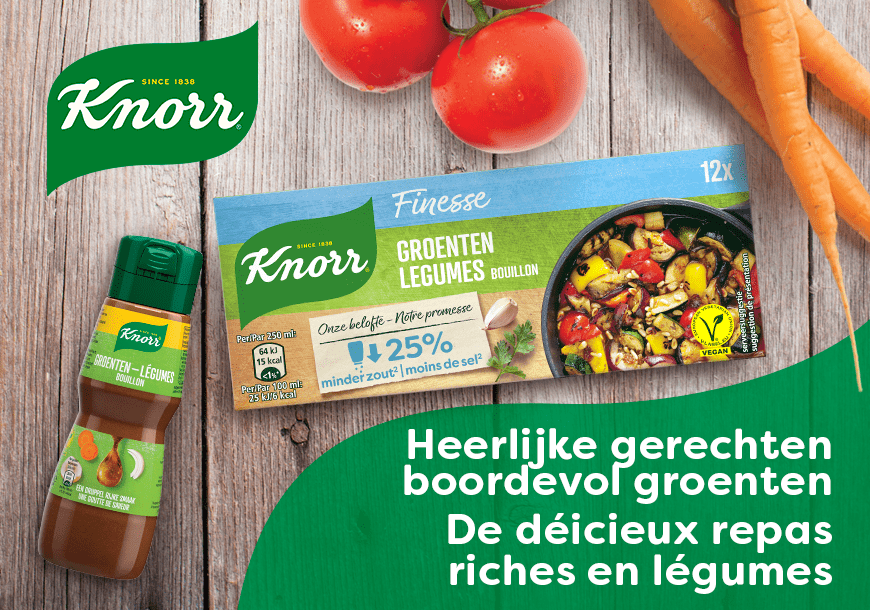 Banner verpakking Knorr vloeibaar en Knorr blokjes